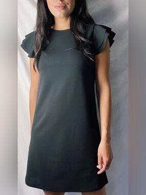 Ces Femme Black Flutter Sleeve Mini Dress